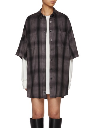 Main View - Click To Enlarge - T BY ALEXANDER WANG - Thermal Long Sleeve Cotton Flannel Shirt Dress