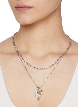 Figure View - Click To Enlarge - SSIL - Rhodium Pleated Silver X Row Chain Necklace