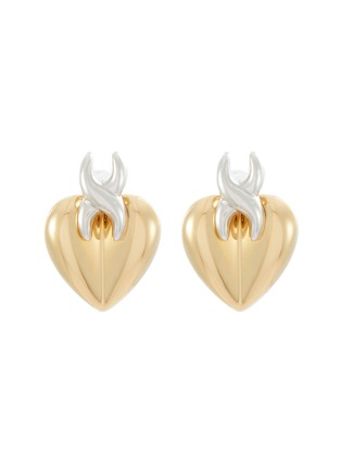 Main View - Click To Enlarge - SSIL - 14K Gold Plated & Rhodium Brass X Heart Stud Earrings