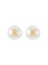 Main View - Click To Enlarge - SSIL - 14K Gold Plated Brass Logo Pearl Earrings