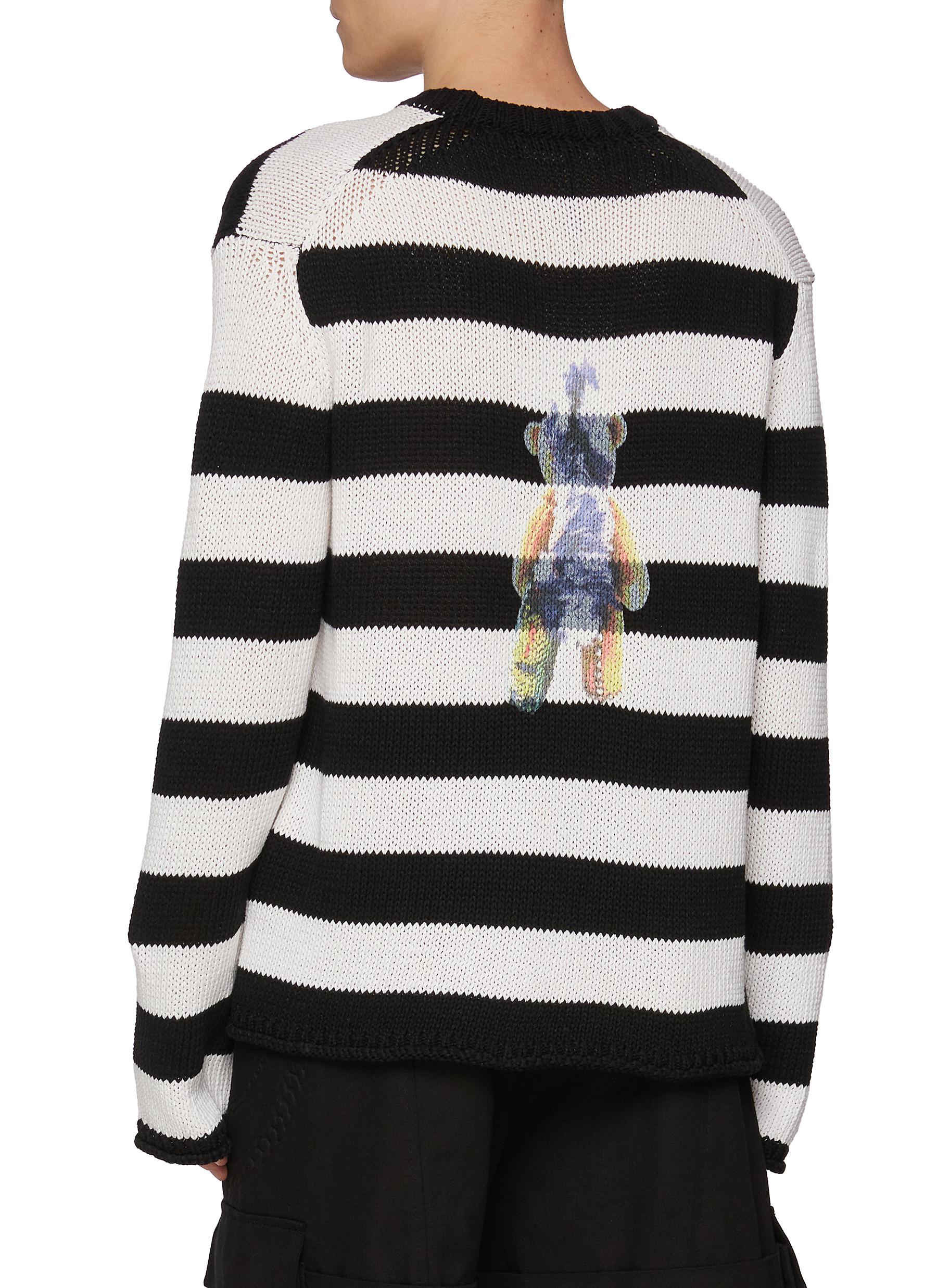 Trippy Punk Teddy Striped Cotton Blend Sweater - Thumbnail 3