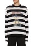 Main View - Click To Enlarge - WE11DONE - Trippy Punk Teddy Striped Cotton Blend Sweater