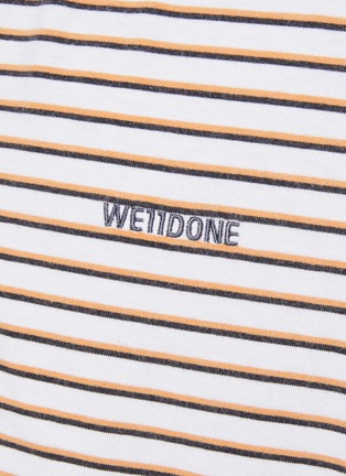  - WE11DONE - Striped Embroidered Logo Cotton T-Shirt