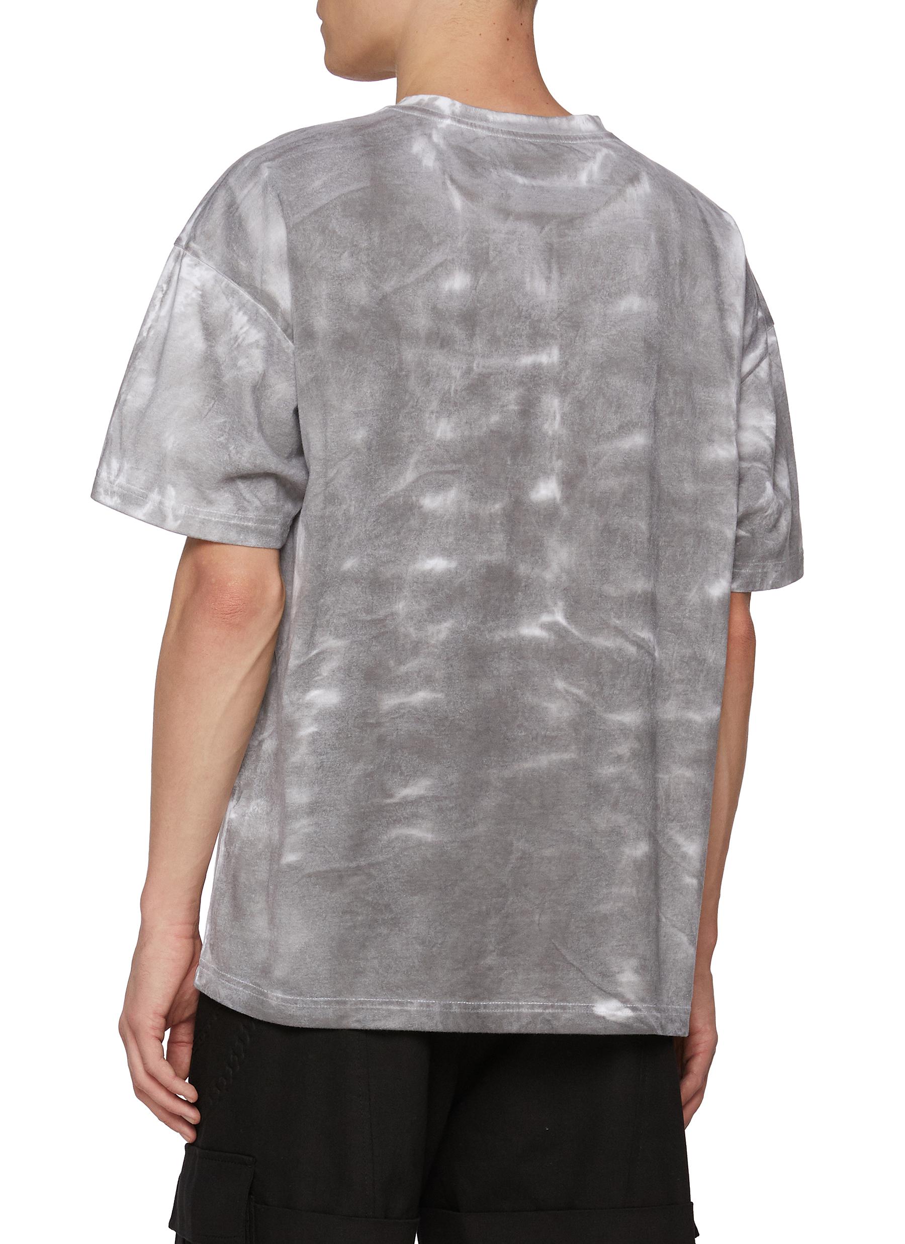 Mud-Dyed Gothic Logo Cotton T-Shirt - Thumbnail 3