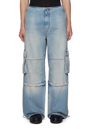 Main View - Click To Enlarge - WE11DONE - Detachable Leg Wide Leg Cargo Jeans