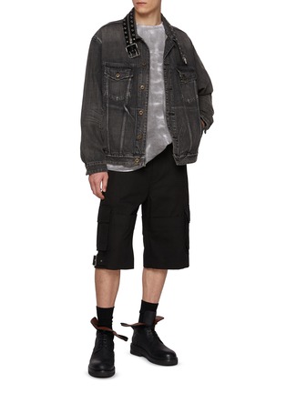 Figure View - Click To Enlarge - WE11DONE - Leather Belt Collar Denim Trucker Jacket