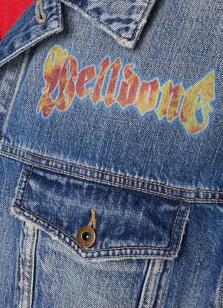  - WE11DONE - Blaze Logo Flame Sleeves Denim Trucker Jacket