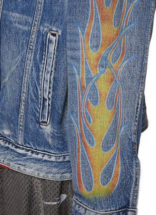  - WE11DONE - Blaze Logo Flame Sleeves Denim Trucker Jacket