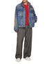 Figure View - Click To Enlarge - WE11DONE - Blaze Logo Flame Sleeves Denim Trucker Jacket