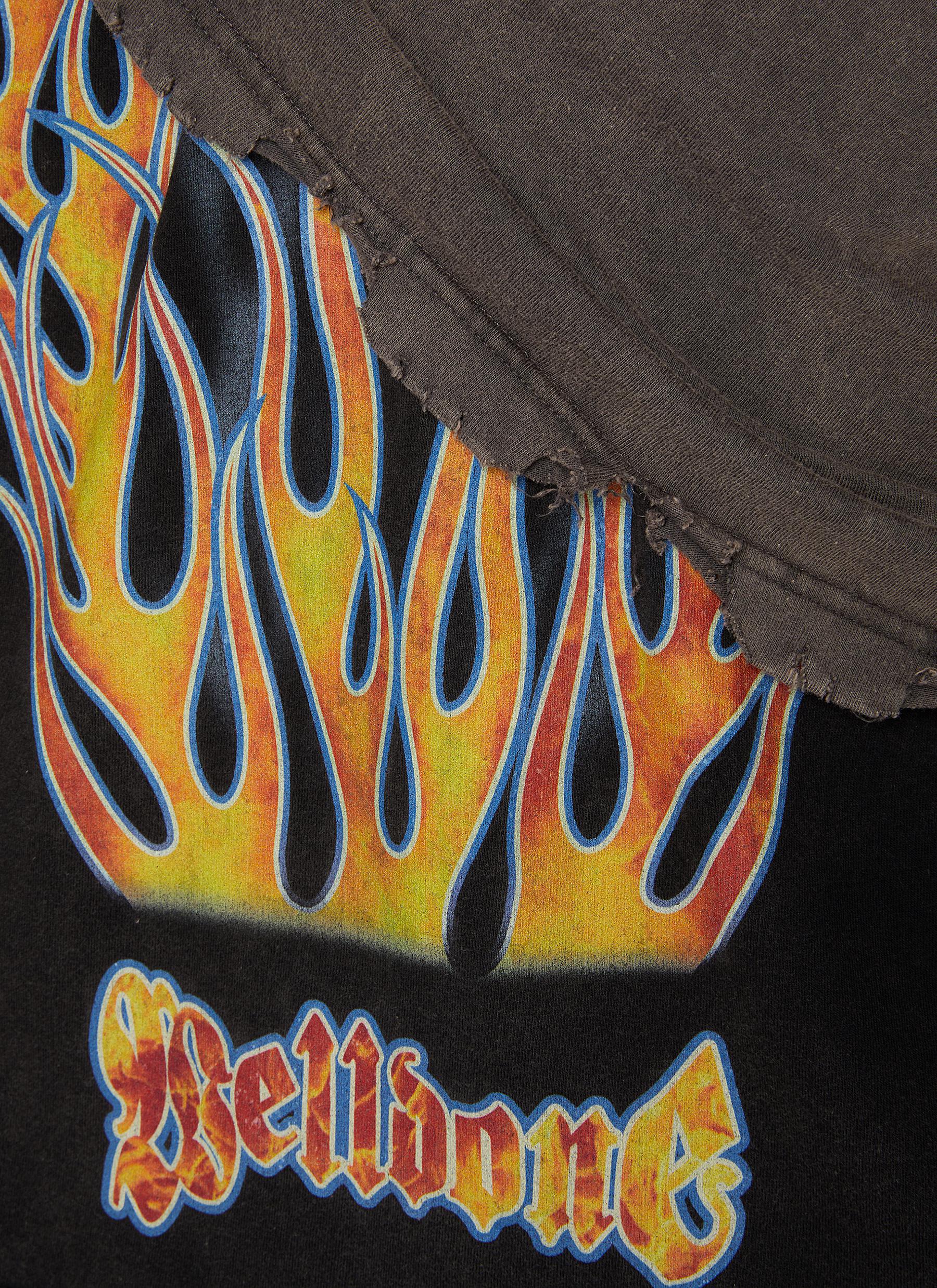 Distressed Edges Layered Flame Graphic Print Cotton T-Shirt - Thumbnail 4