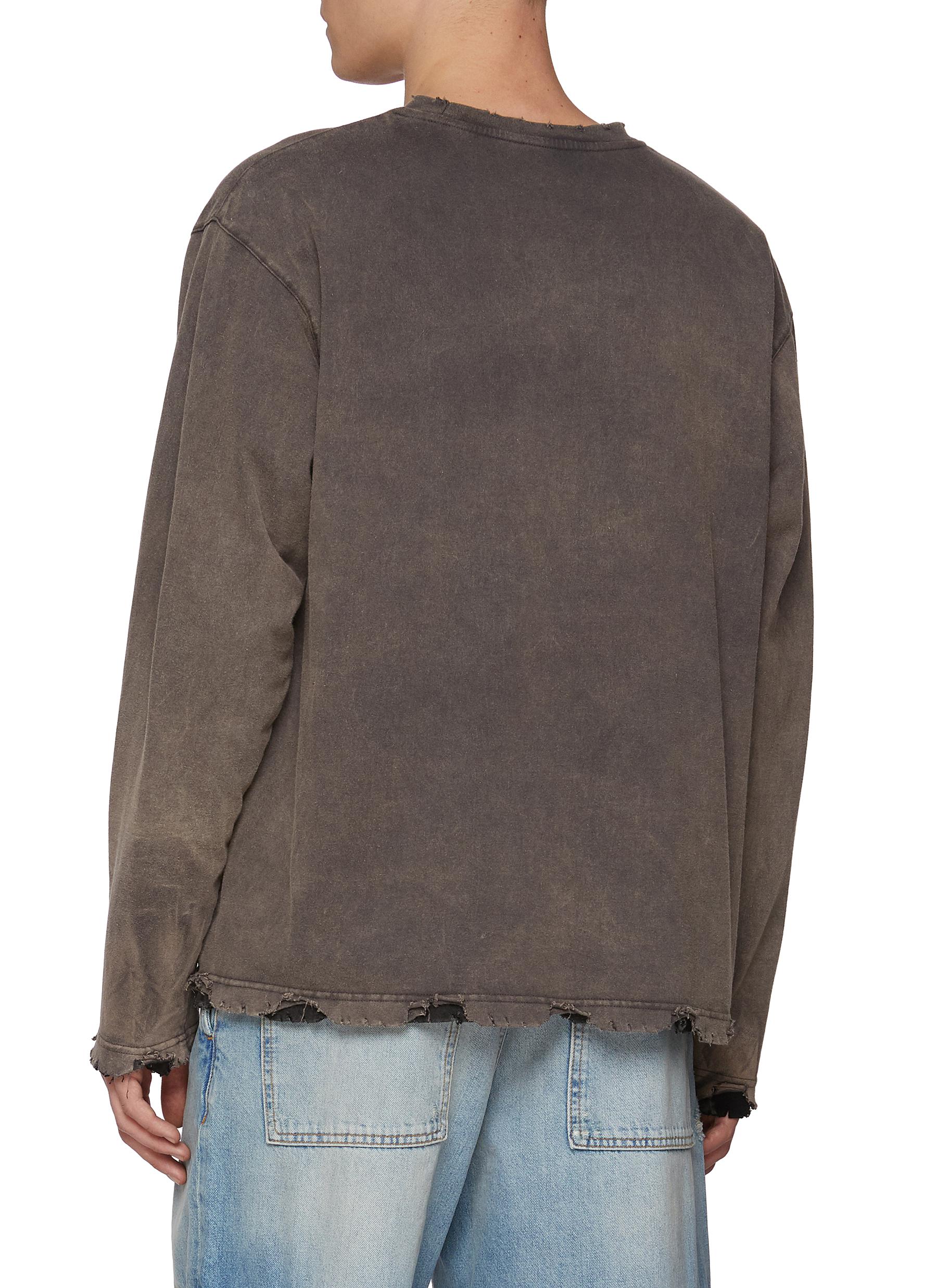 Distressed Edges Layered Flame Graphic Print Cotton T-Shirt - Thumbnail 3