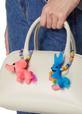 Front View - Click To Enlarge - BUNNY SHAPIRO - Animalito Elephant Bag Charm — Neon Pink