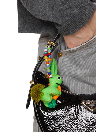 Front View - Click To Enlarge - BUNNY SHAPIRO - Animalito Rabbit Bag Charm — Green