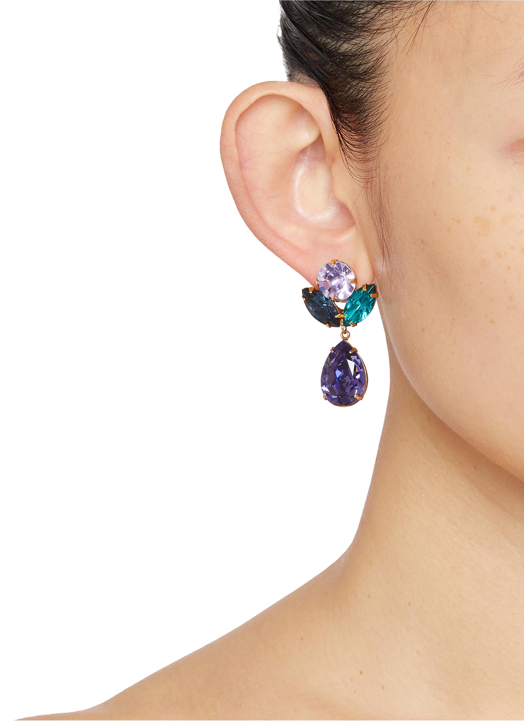 Rily Gemstones Crystal Peacock Earrings - Thumbnail 2