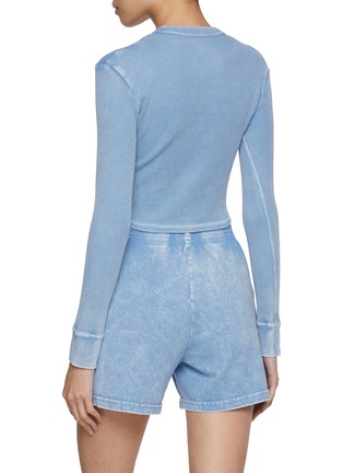 Front View - Click To Enlarge - ALEXANDERWANG - Waffle Cropped Cotton Blend Cardigan