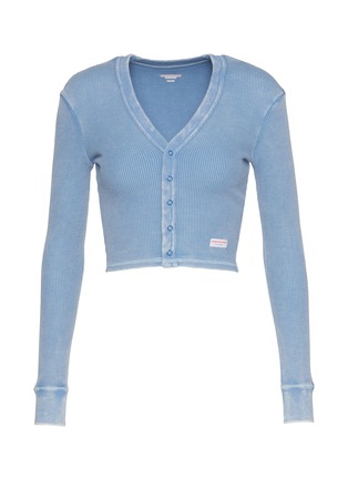 Main View - Click To Enlarge - ALEXANDERWANG - Waffle Cropped Cotton Blend Cardigan