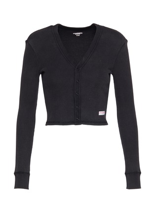 Main View - Click To Enlarge - ALEXANDERWANG - Waffle Cropped Cotton Blend Cardigan