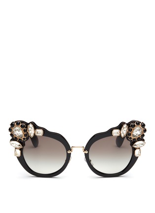 Main View - Click To Enlarge - MIU MIU - 'Catwalk' jewelled acetate cat eye sunglasses