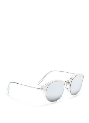 Figure View - Click To Enlarge - MIU MIU - Metal inlay acetate round mirror sunglasses