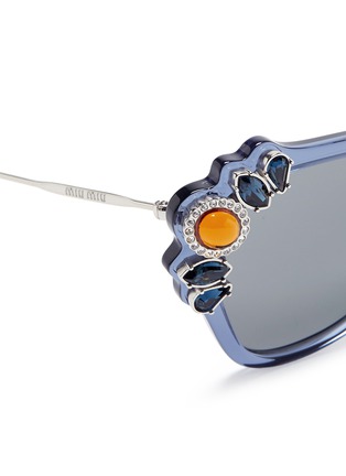 Detail View - Click To Enlarge - MIU MIU - 'Catwalk' jewelled acetate and metal square sunglasses