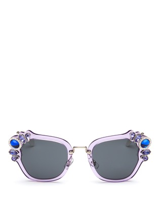 Main View - Click To Enlarge - MIU MIU - 'Catwalk' jewelled acetate and metal square sunglasses