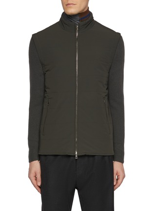 Main View - Click To Enlarge - EQUIL - Detachable Sleeves Stand Collar Jacket