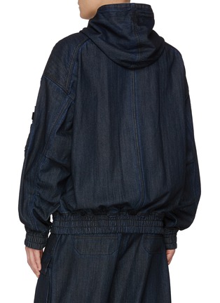 Back View - Click To Enlarge - JUUN.J - Oversized Oil Treatment Denim Hoodie