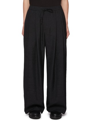 Main View - Click To Enlarge - JUUN.J - Drawstring Elasticated Wrinkled Pleated Wide Leg Pants