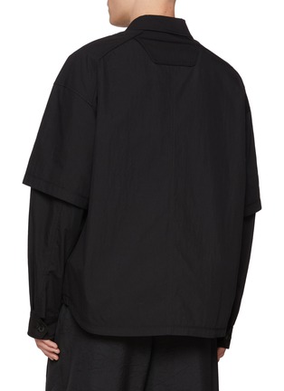 Back View - Click To Enlarge - JUUN.J - Layered Sleeve Pocket Cotton Blend Shirt