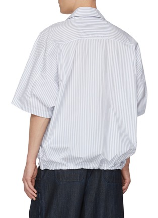 Back View - Click To Enlarge - JUUN.J - Oversized Striped Logo Cotton Blend Shirt