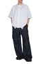 Figure View - Click To Enlarge - JUUN.J - Oversized Striped Logo Cotton Blend Shirt