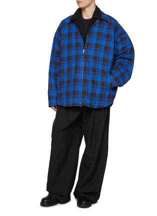 Figure View - Click To Enlarge - JUUN.J - Reversible Zip Up Checkered Shirt Jacket