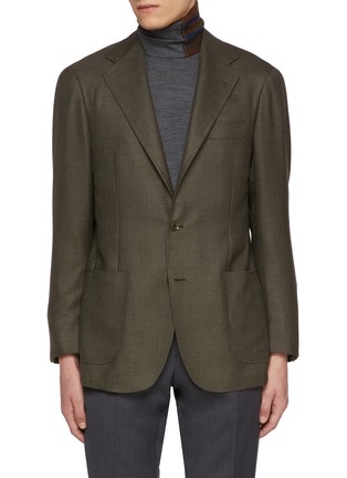 Main View - Click To Enlarge - RING JACKET - Notch Lapel Stitched Detail Wool Blazer