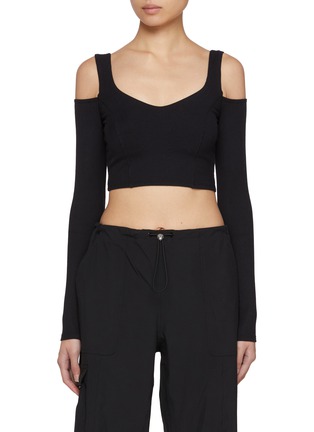 Main View - Click To Enlarge - ALO YOGA - Ribbed Cropped Butterfly Long Sleeve Top