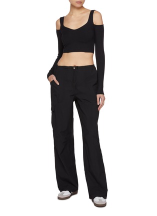 Figure View - Click To Enlarge - ALO YOGA - Ribbed Cropped Butterfly Long Sleeve Top