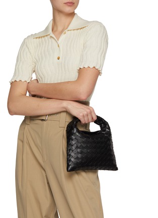 Front View - Click To Enlarge - BOTTEGA VENETA - Mini Hop Intrecciato Leather Crossbody Bag