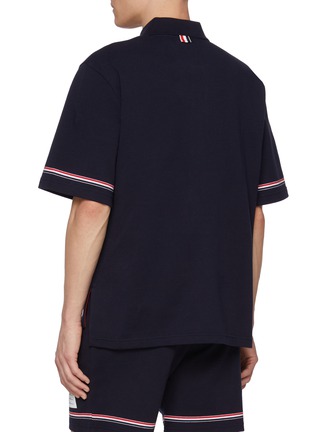 Back View - Click To Enlarge - THOM BROWNE - Rugby Fit RWB Sleeve Cotton Polo Shirt