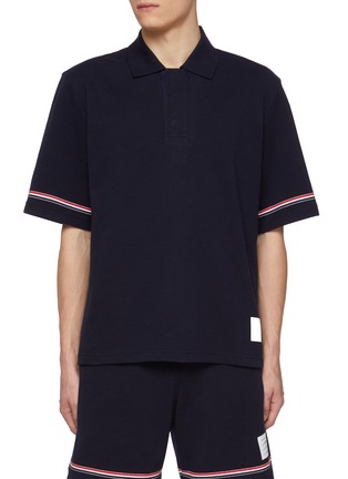 Main View - Click To Enlarge - THOM BROWNE - Rugby Fit RWB Sleeve Cotton Polo Shirt