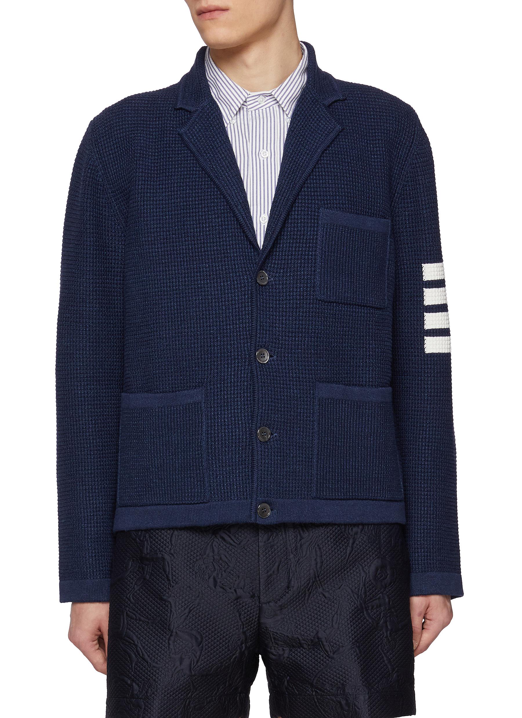 THOM BROWNE | Notch Lapel Four Bar Pocket Linen Cotton Blend