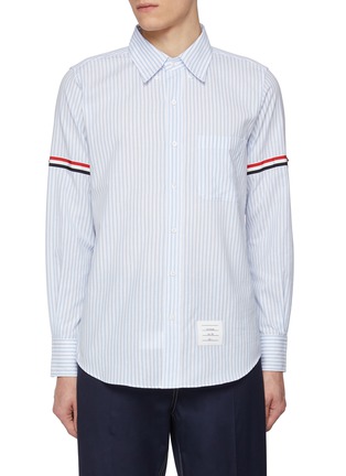 Main View - Click To Enlarge - THOM BROWNE - University Stripe RWB Armband Cotton Shirt