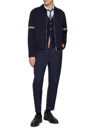 Figure View - Click To Enlarge - THOM BROWNE - University Stripe RWB Armband Cotton Shirt