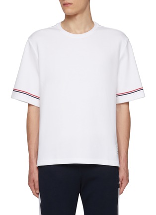 Main View - Click To Enlarge - THOM BROWNE - RWB Sleeves Cotton Rugby T-Shirt