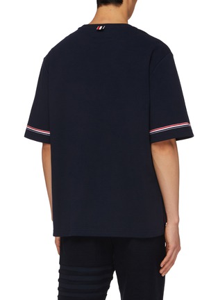 Back View - Click To Enlarge - THOM BROWNE - Rugby Fit RWB Detail T-Shirt