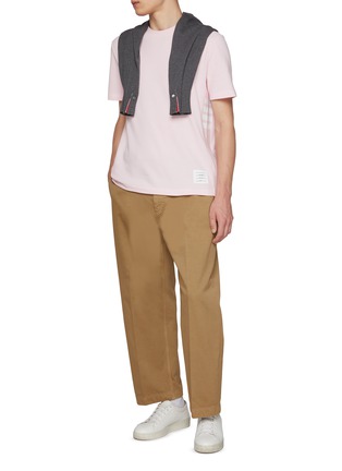 Figure View - Click To Enlarge - THOM BROWNE - Four Bar Rib RWB Grosgrain T-Shirt