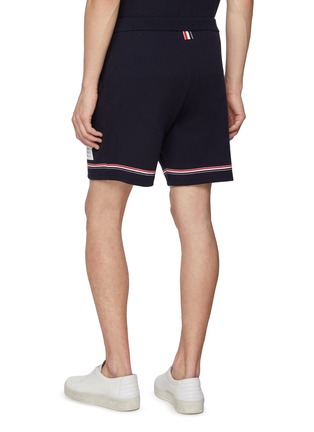 Back View - Click To Enlarge - THOM BROWNE - RWB Hem Cotton Sweatshorts