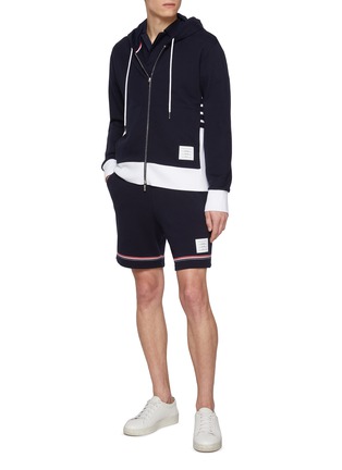 Figure View - Click To Enlarge - THOM BROWNE - RWB Hem Cotton Sweatshorts