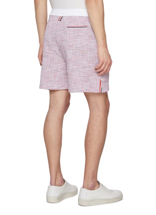 Back View - Click To Enlarge - THOM BROWNE - RWB Back Pocket Slit Side Cotton Blend Sweatshorts