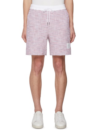 Main View - Click To Enlarge - THOM BROWNE - RWB Back Pocket Slit Side Cotton Blend Sweatshorts