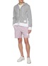 Figure View - Click To Enlarge - THOM BROWNE - RWB Back Pocket Slit Side Cotton Blend Sweatshorts