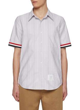 Main View - Click To Enlarge - THOM BROWNE - RWB Piping Sleeve Cotton Oxford Shirt